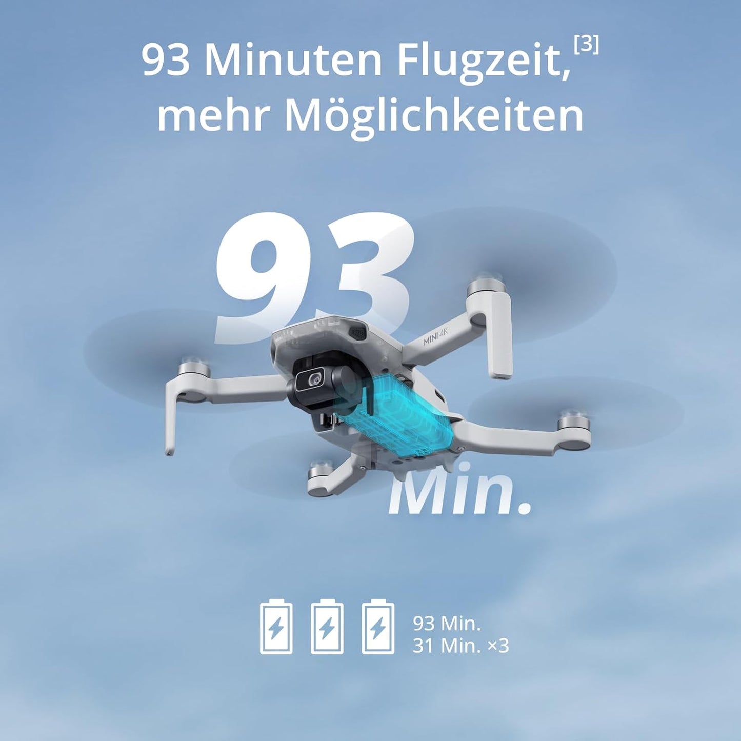 DJI Mini 2 Fly More Combo Drohne mit 4K UHD Kamera, 3-Achsen Gimbal, 93 Min Flugzeit, Automatische Rückkehr, unter 249 g, QuickShots