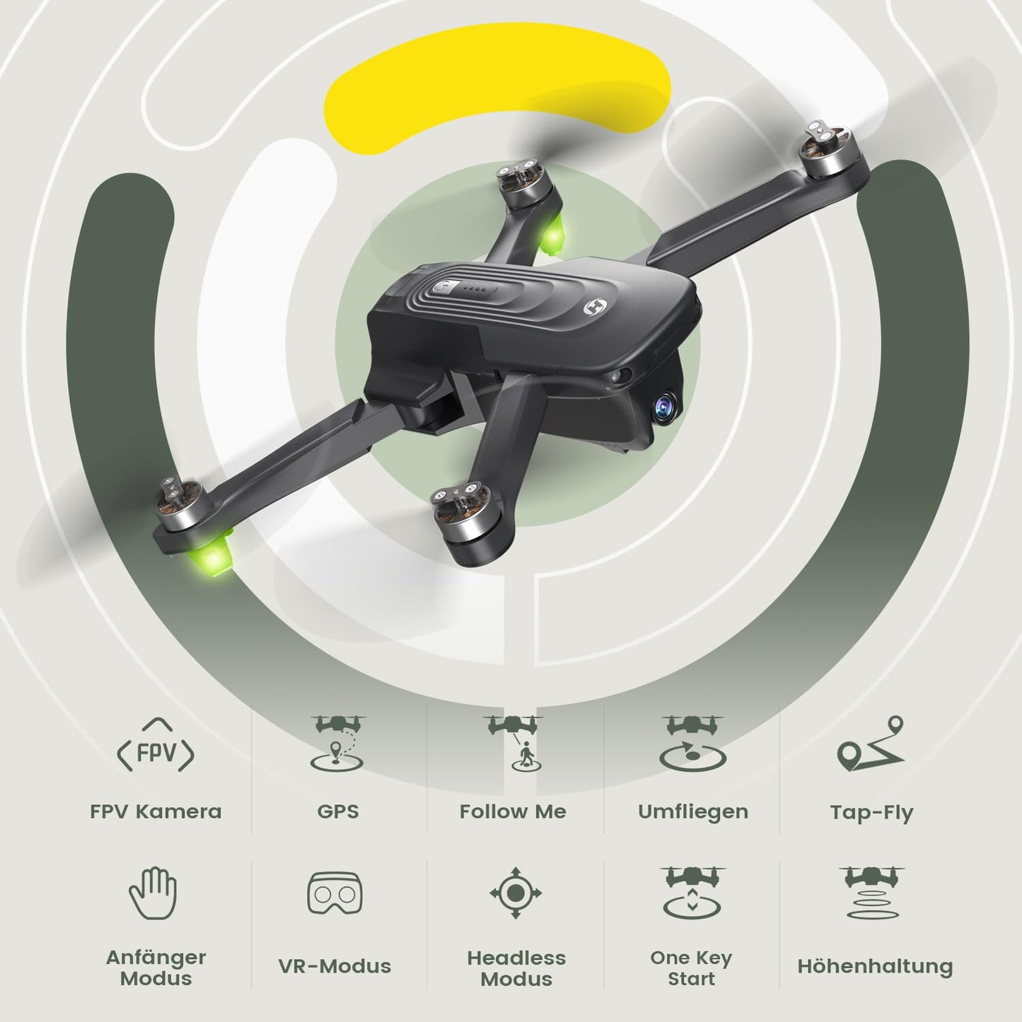 Holy Stone HS175D Faltbare GPS Drohne, 4K HD Kamera, 46 Min. Flugzeit, Follow-Me, Tap-Fly, Point of Interest, bürstenloser Motor